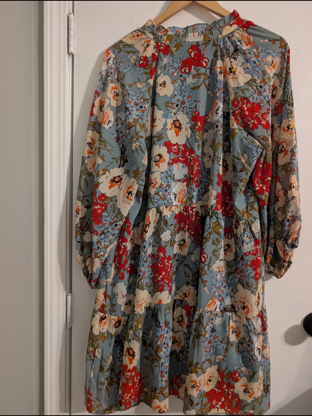 Joy Joy Light Blue Floral Scoop Neck Blouse - Picture 2 of 3